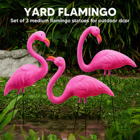 JOYIN flamingos in three poses for dynamic lawn ornament setups.