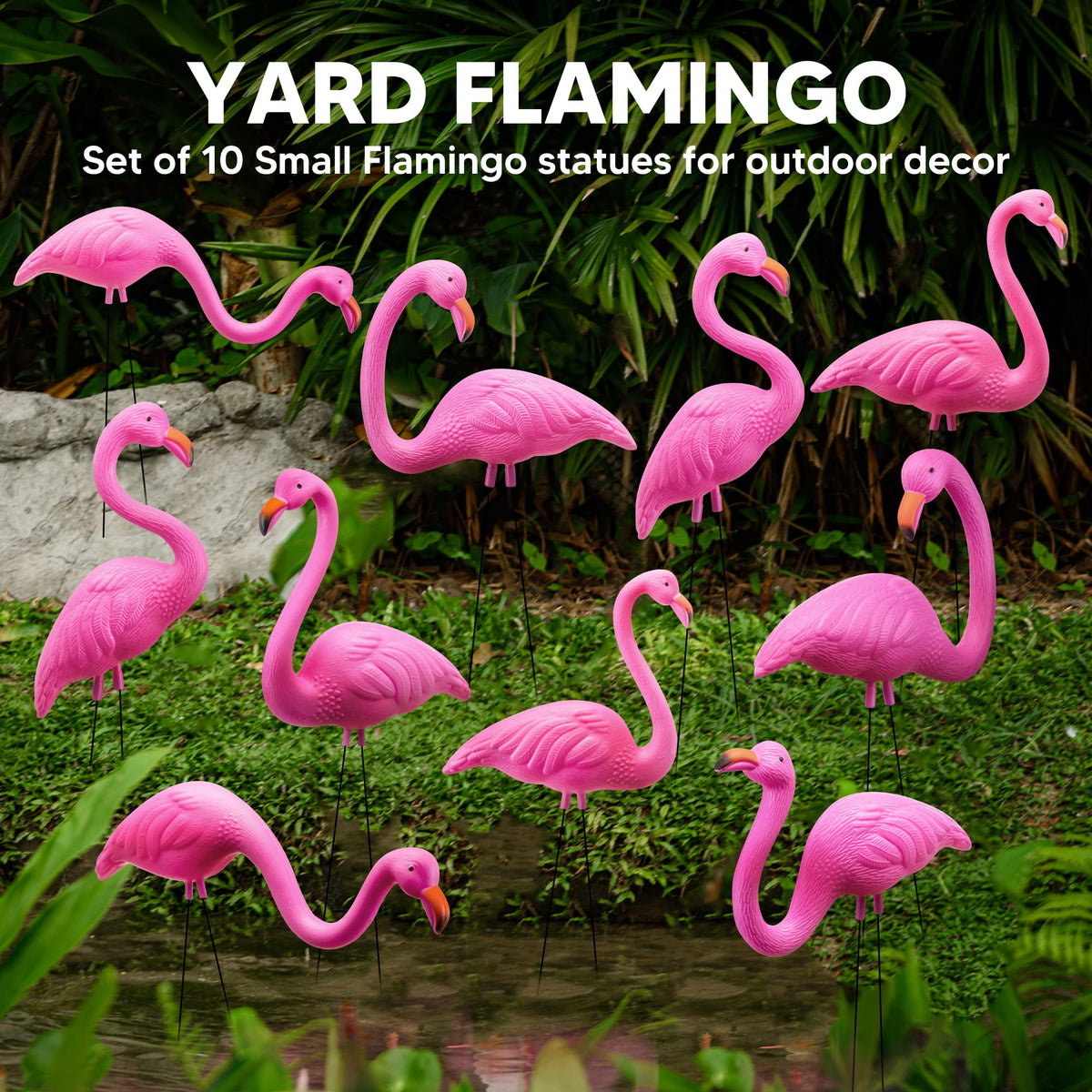 JOYIN flamingo stake pink 2: whimsical garden accent for parties and celebrations.