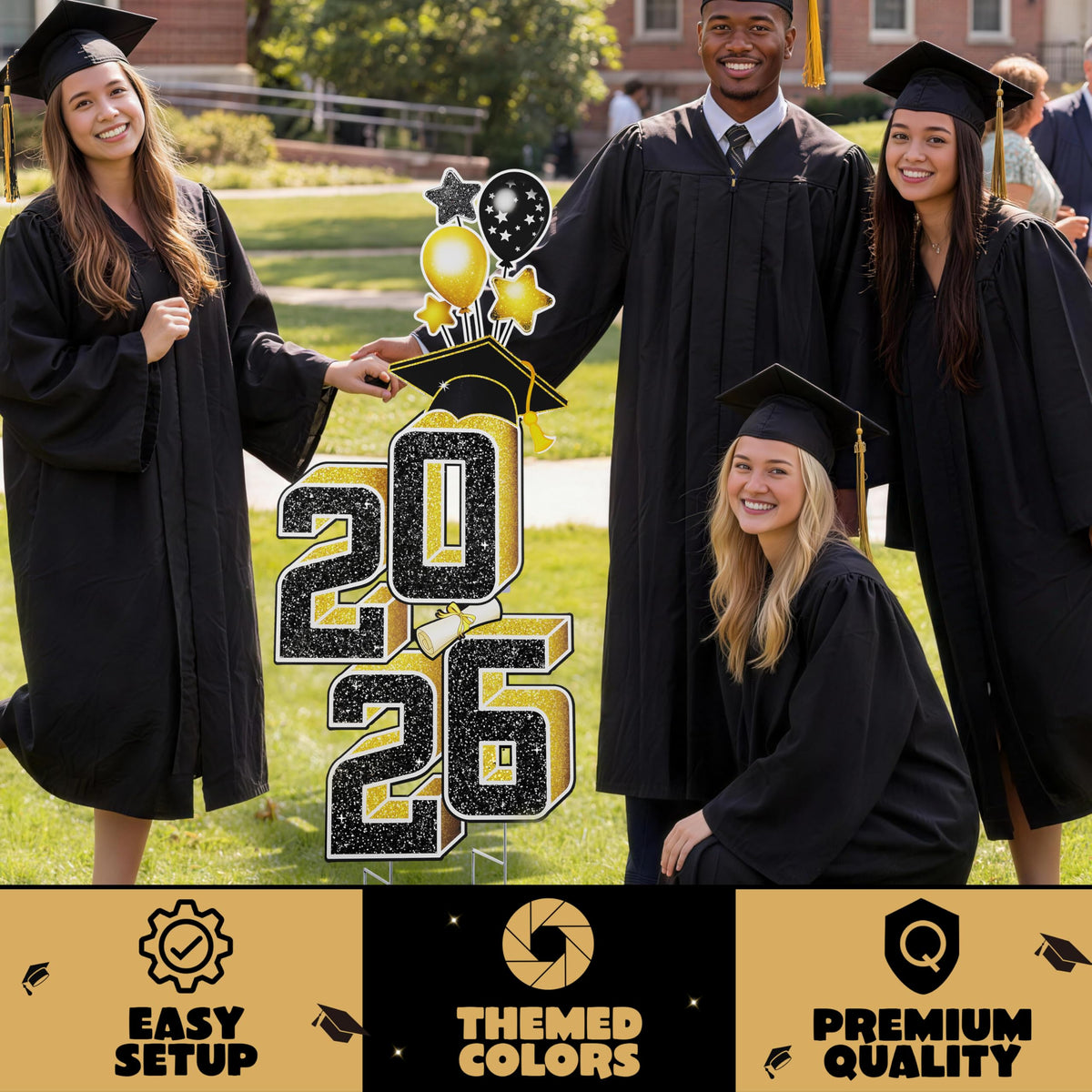 JOYIN graduation cap balloons design, festive focal point for parties.