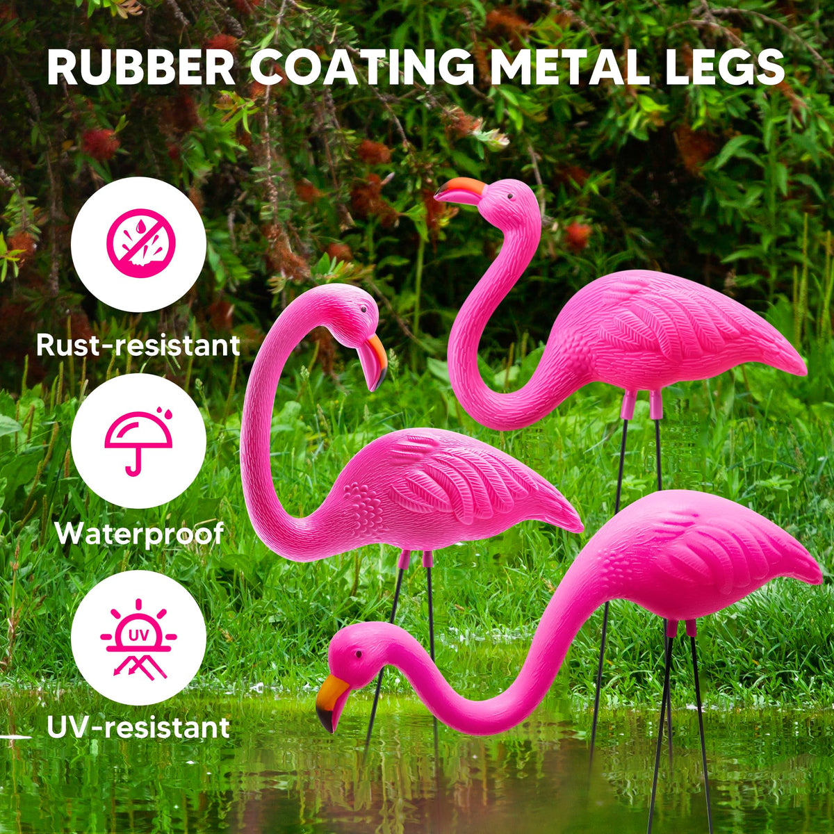 JOYIN rubber-coated steel legs resist rust and weather for outdoor use.