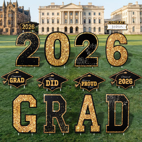 JOYIN black and gold themed yard signs add elegant party flair.