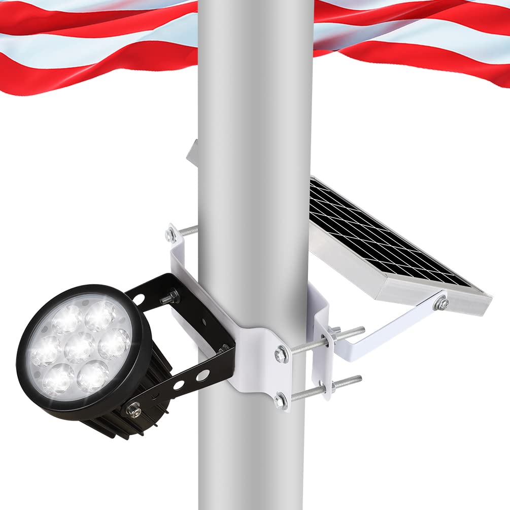 Joylight flag pole light solar powered mounted for reliable nighttime flag visibility