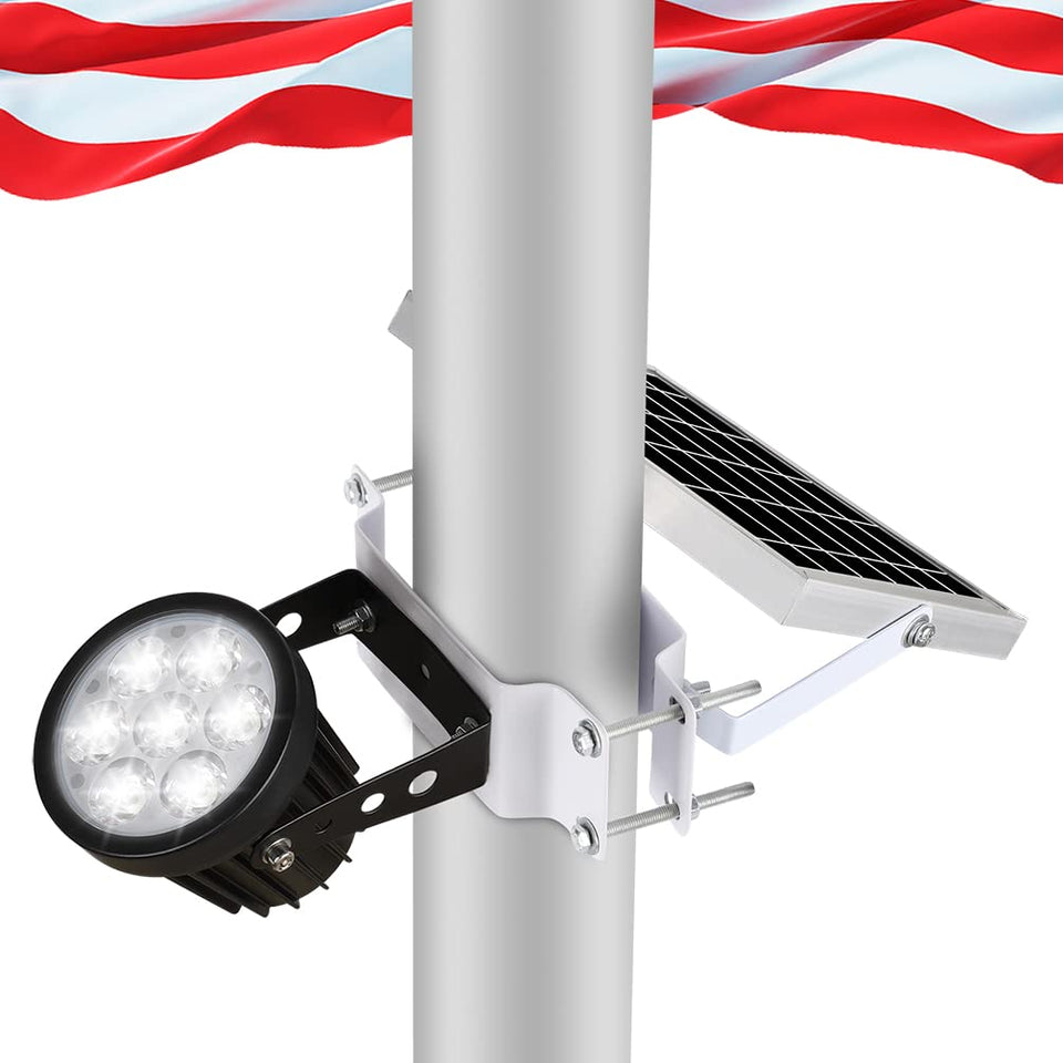 Joylight flag pole light solar powered mounted for reliable nighttime flag visibility