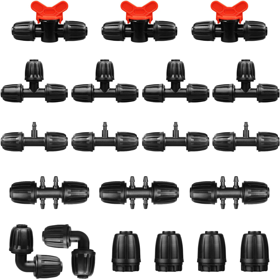 JoyPRO drip irrigation fittings kit tees for secure split irrigation lines