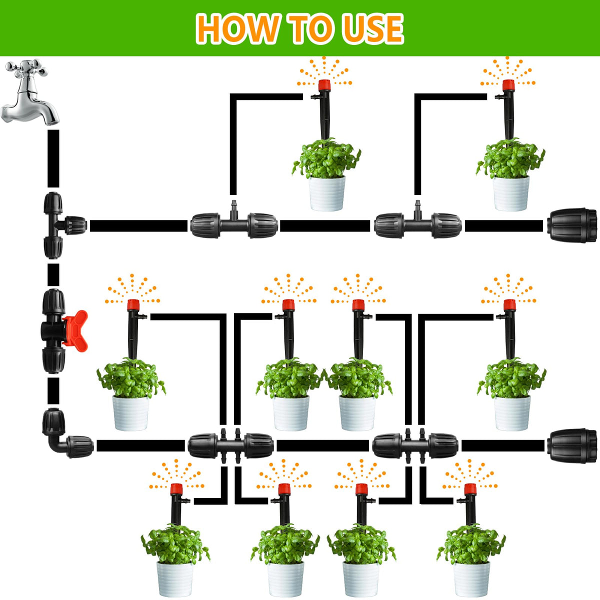 JoyPRO versatile garden and greenhouse compatibility for 1/2 in drip tubing