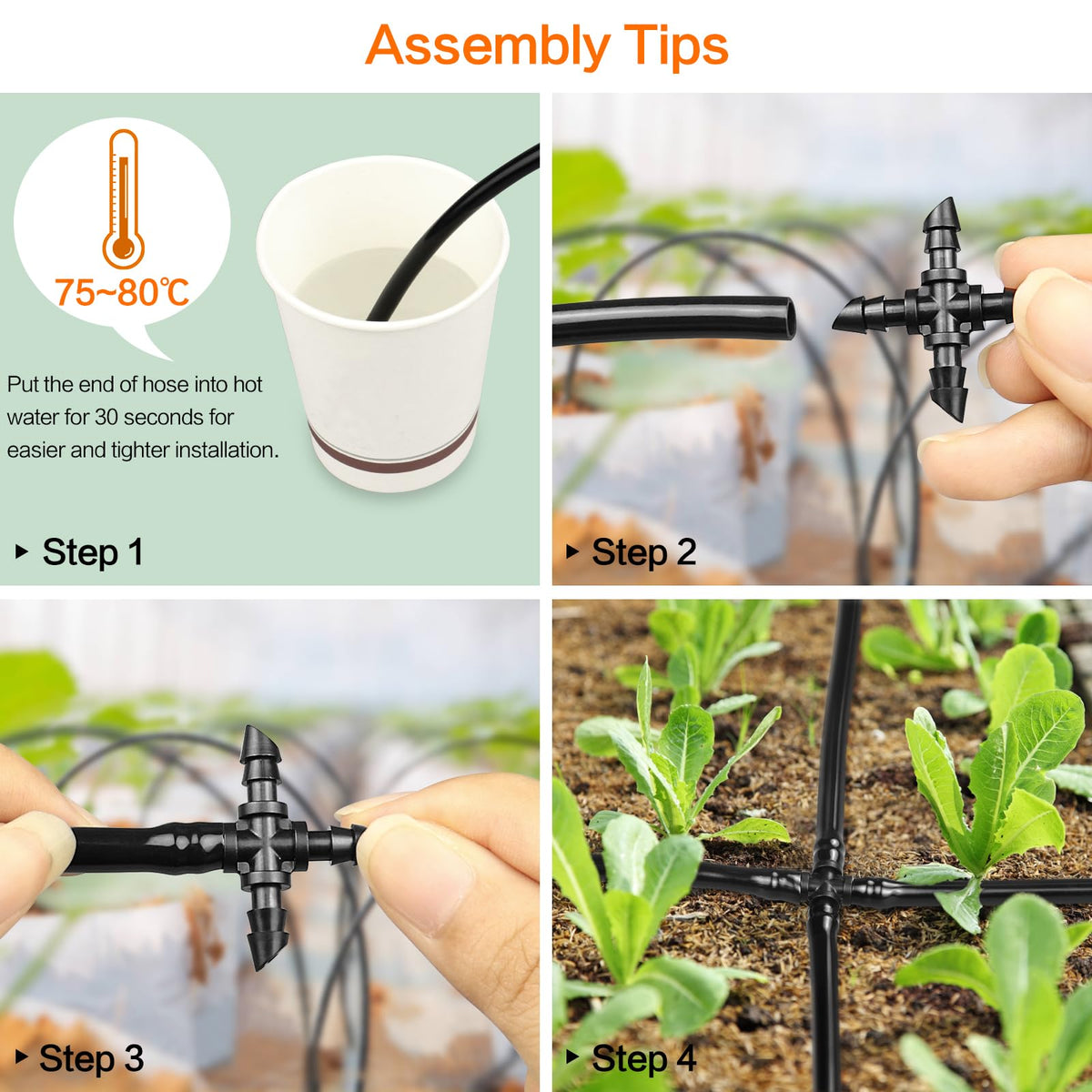 JOYPRO easy-install drip tube fittings for DIY irrigation setups.