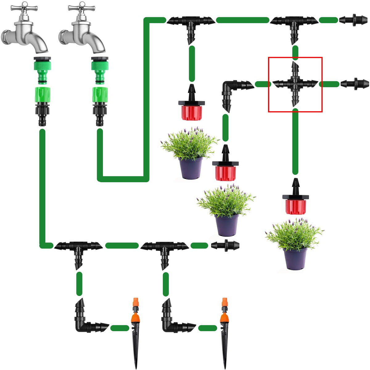 JOYPRO greenhouse and lawn drip fittings for efficient watering.