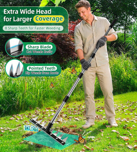 Joysuga iron weed rake eight-tine-design speeds weed removal