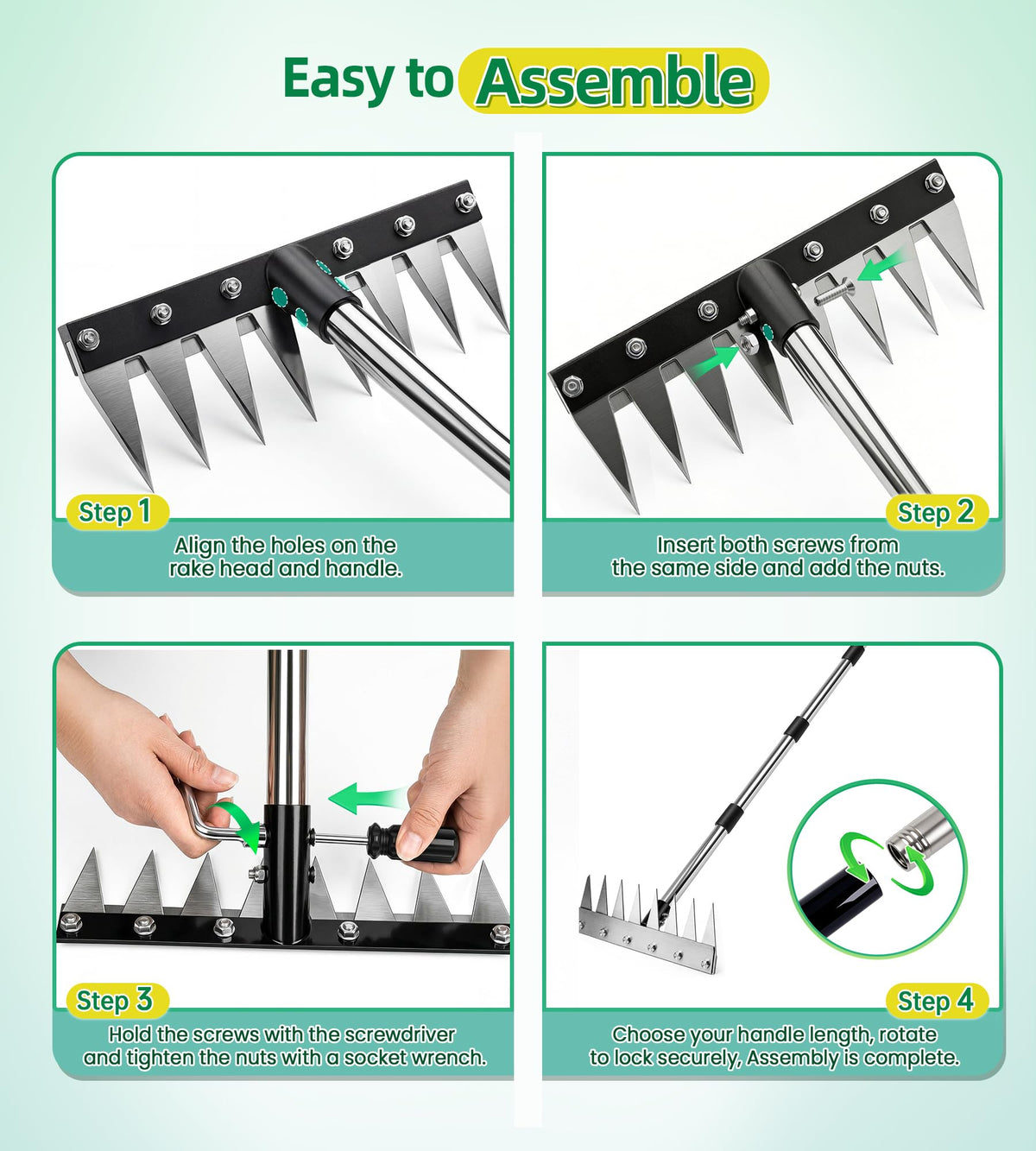 Joysuga iron weed rake garden-use in beds and lawns