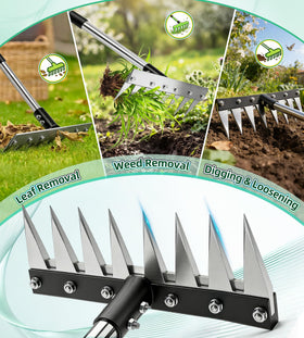 Joysuga iron weed rake leaf-and-root-removal capability