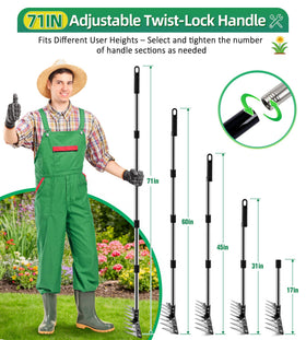 Joysuga iron weed rake quick assembly with tools