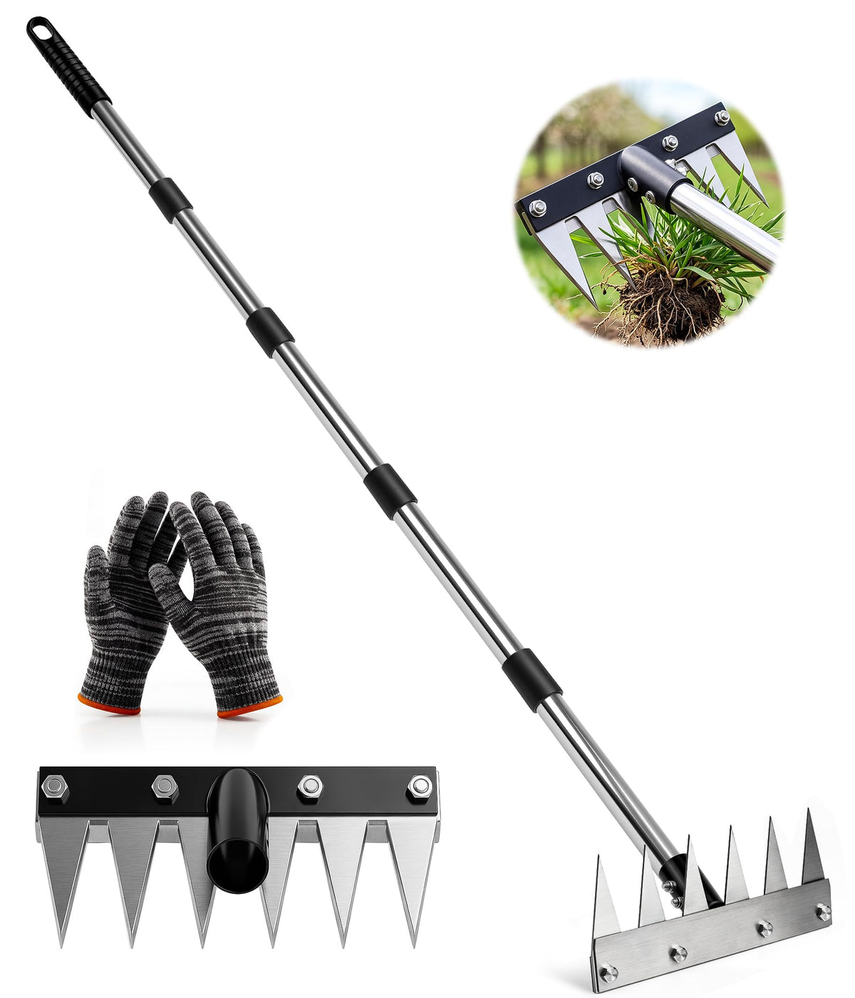 JoySuga weed rake features a hanging storage hole for easy organization.