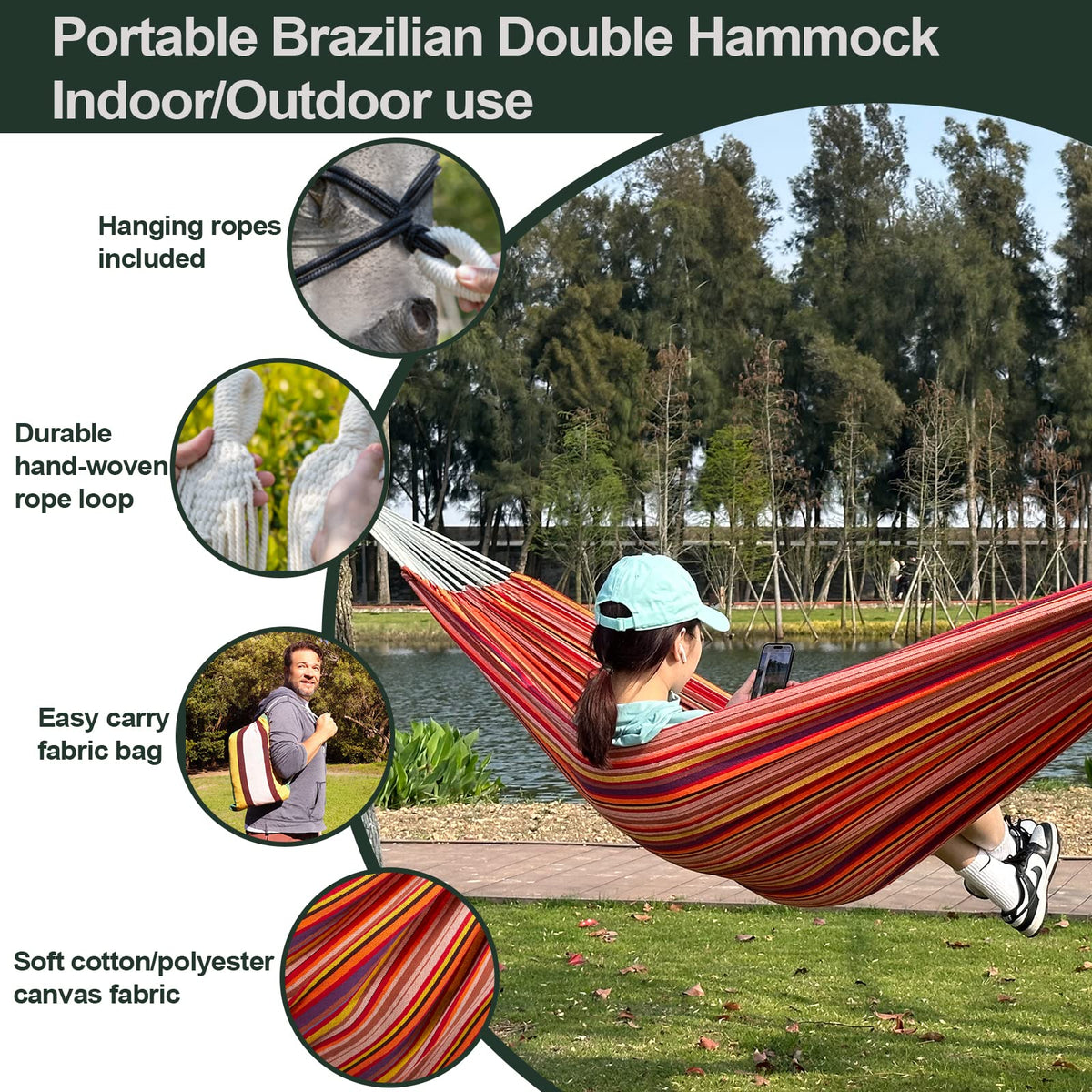 JoyView portable hammock with carry bag for camping trips