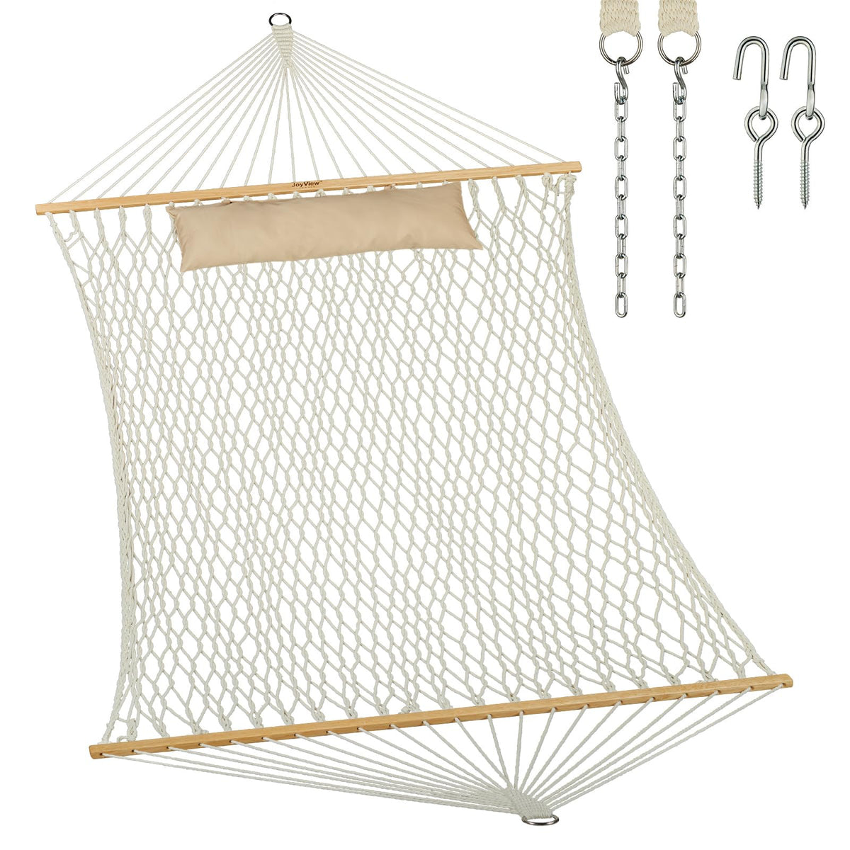 JoyView traditional rope double hammock bed offers shared outdoor relaxation