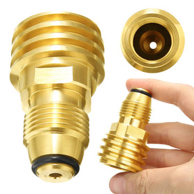 Joywayus adapter attached to a 1 lb cylinder allows easy refill and fast grill prep.