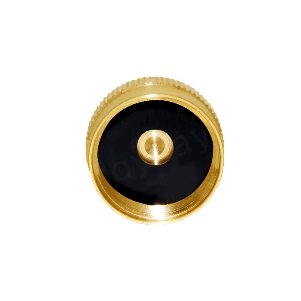 Joywayus brass cap protects threads and dirt from 1 lb propane bottle connections.