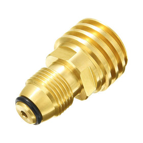 Joywayus adapter connection to LP tank shown during a backyard barbecue setup.