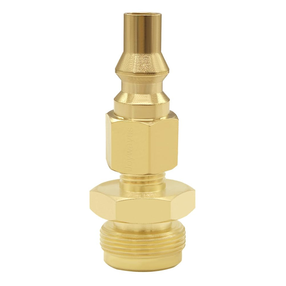 Joywayus disposal tank adapter with quick-connect plug enables easy propane hookups outdoors.
