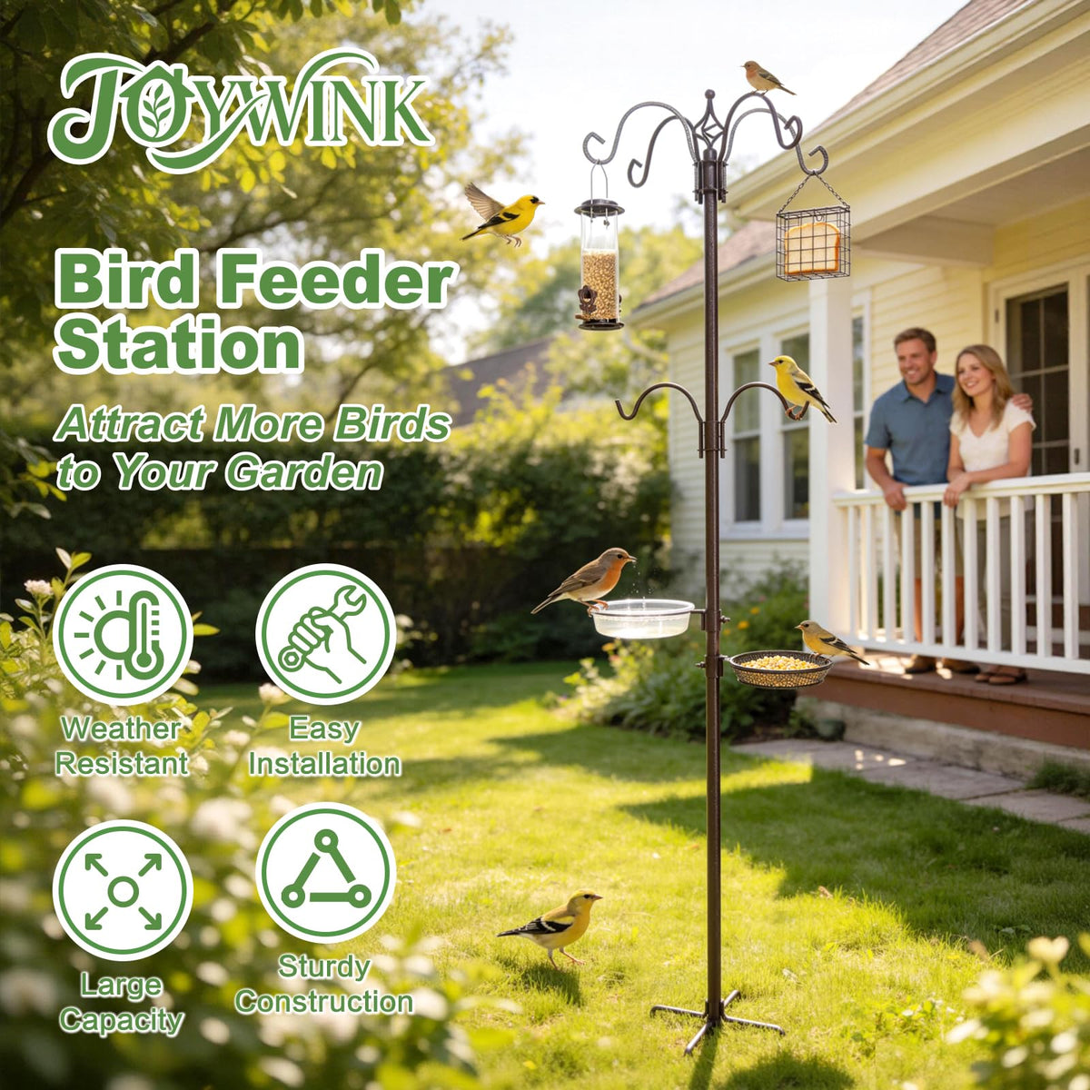 JOYWINK seed tray and mesh basket simplify feeding and reduce waste