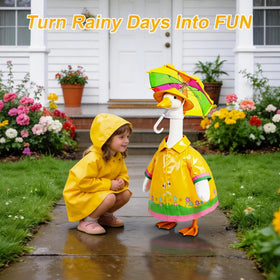 Joyxzacp rainbow umbrella on goose brightens spring lawn decor