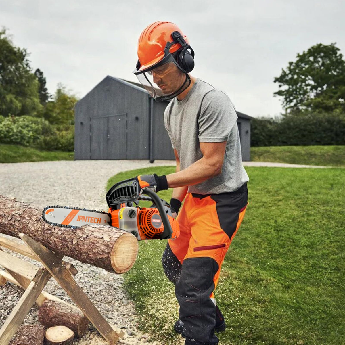 JPNTECH gas chainsaw suitable for wood cutting, pruning, and tree maintenance tasks.
