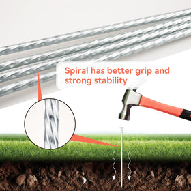 JPOIP spiral stake eases penetration for quick setup.