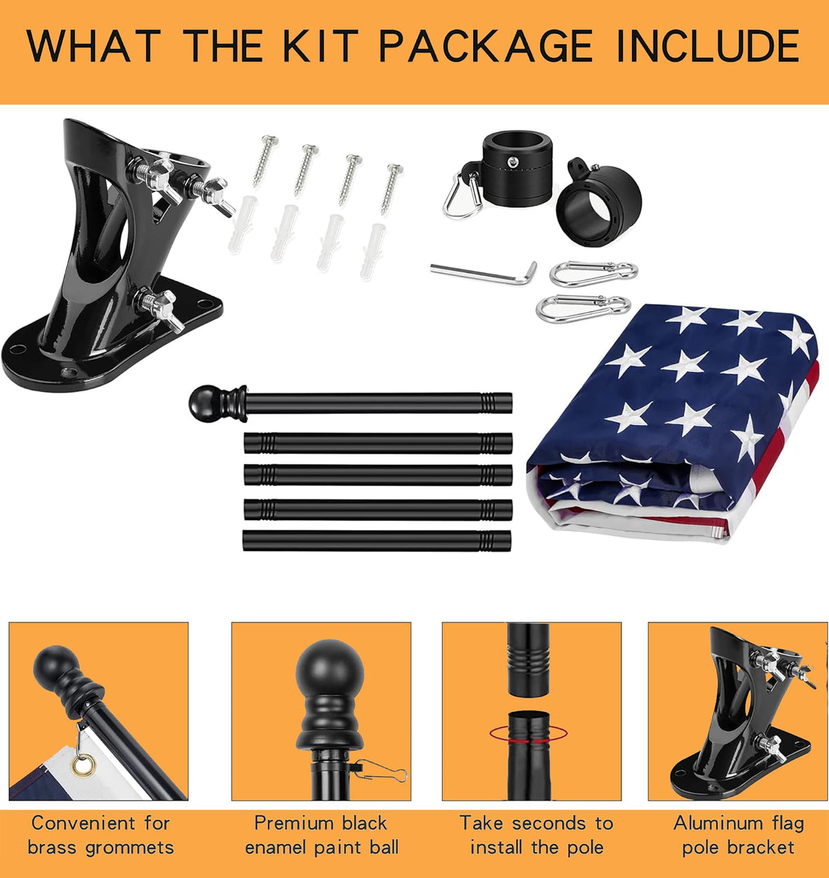 JPorton 360 anti-wrap rings keep flags tidy and unfurled.