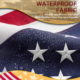 Sturdy canvas heading detail that reinforces the flag's top edge.