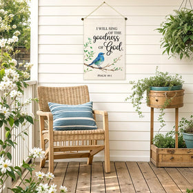 JQYCJTR Goodness of God flag on porch adds welcoming decor.