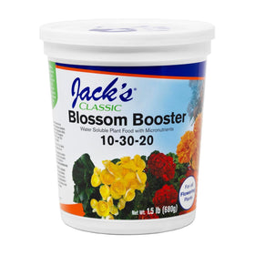 JR Peters Jack's Classic Blossom Booster bottle pour enhances easy feeding for brighter blooms
