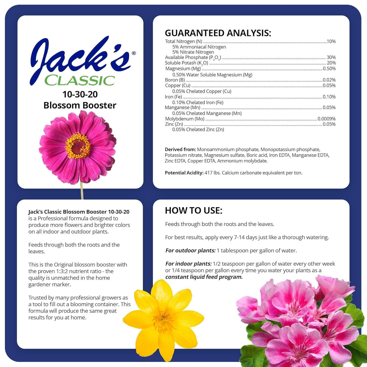 JR Peters Jack's Classic Blossom Booster powder mix dissolves quickly for precise feeding
