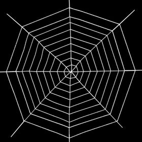 Jremreo 12ft spider web fully open, dramatic outdoor Halloween backdrop.