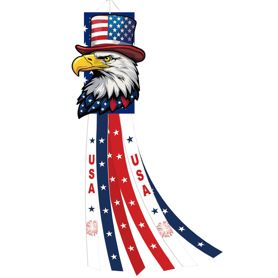Jremreo USA Eagle Windsock 40in hangs outdoors with bold patriotic flair.