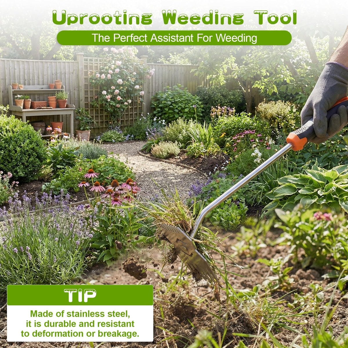 JRKJQBV ergonomic-rubber-handle provides comfortable grip during long weeding sessions.