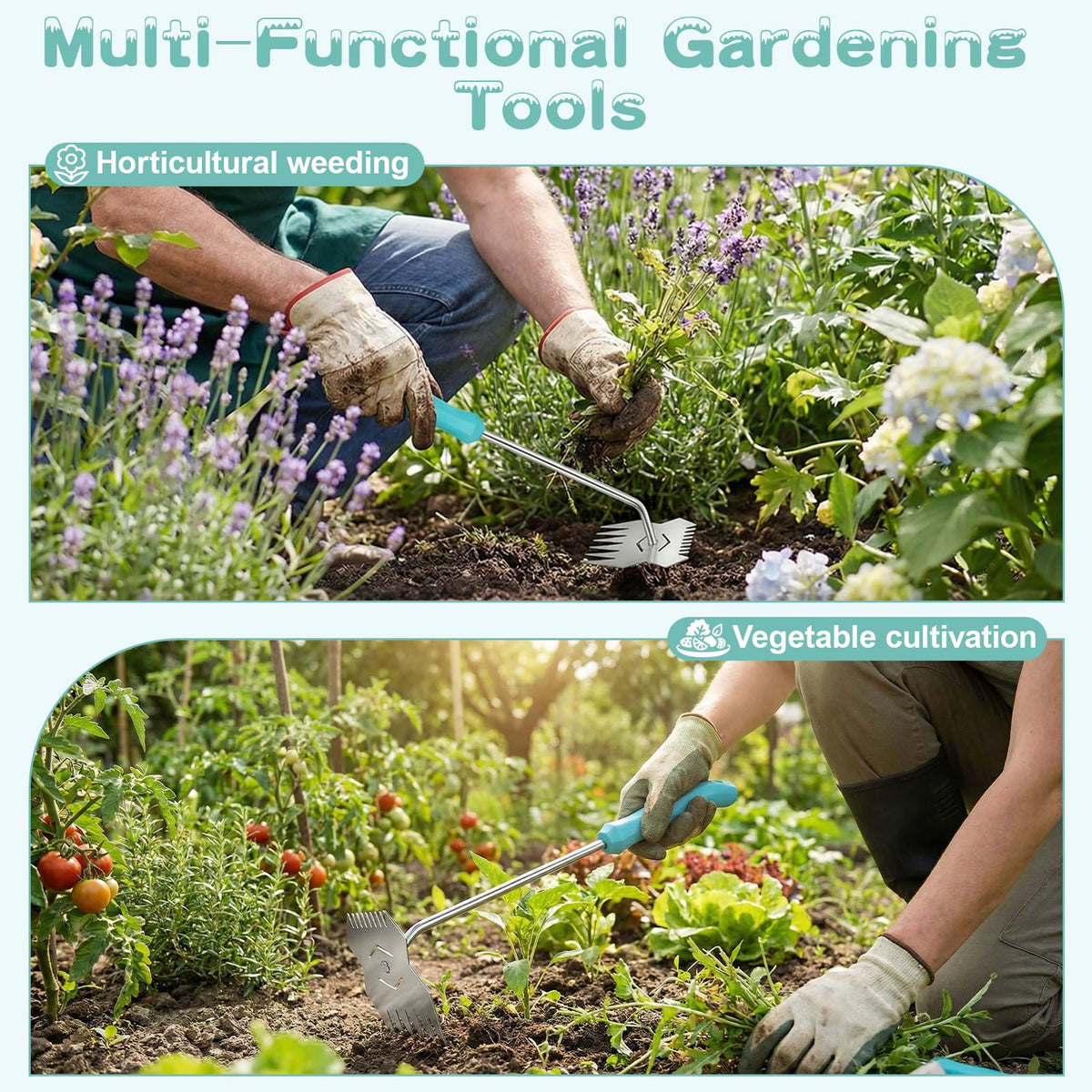 JRKJQBV garden weed tool ergonomic handle design reduces fatigue during long tasks.