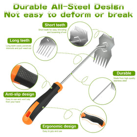 JRKJQBV stainless-steel-hand-weeder offers durable performance for soil work.