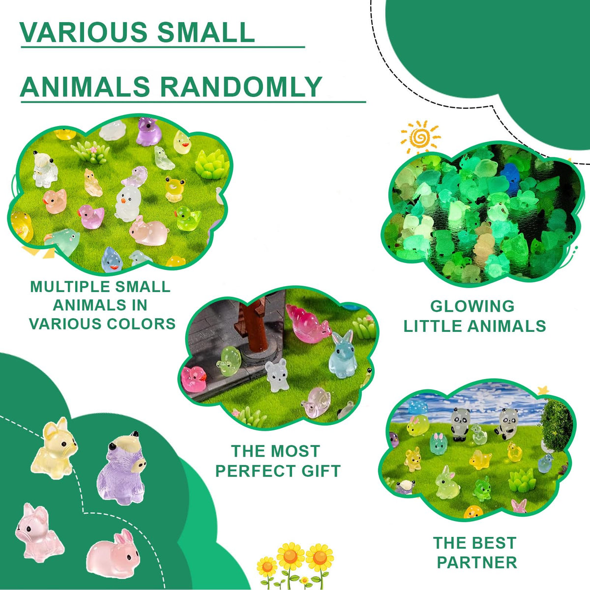 Jrootouh glow-in-the-dark resin figures add a soft green glow to terrariums and aquariums.