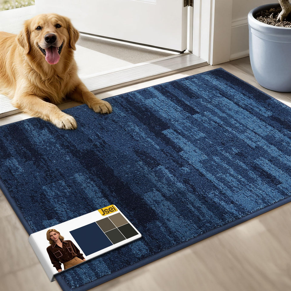 JSEI Dirt Trapper front view blue mat at the entryway for a welcoming look