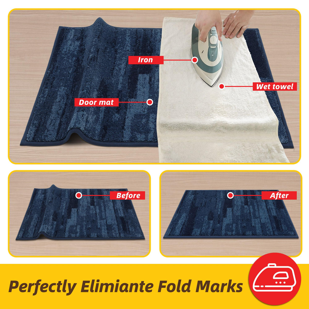 JSEI Blue welcome mat keeps entry floors dry.