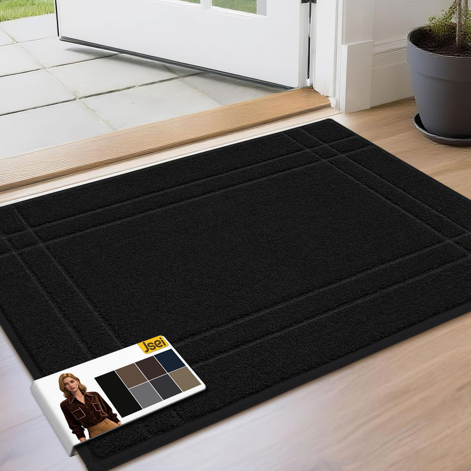 JSEI Entryway Rug at front door traps dirt and moisture.