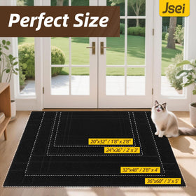 Dense polyester fibers of the JSEI rug absorb moisture.