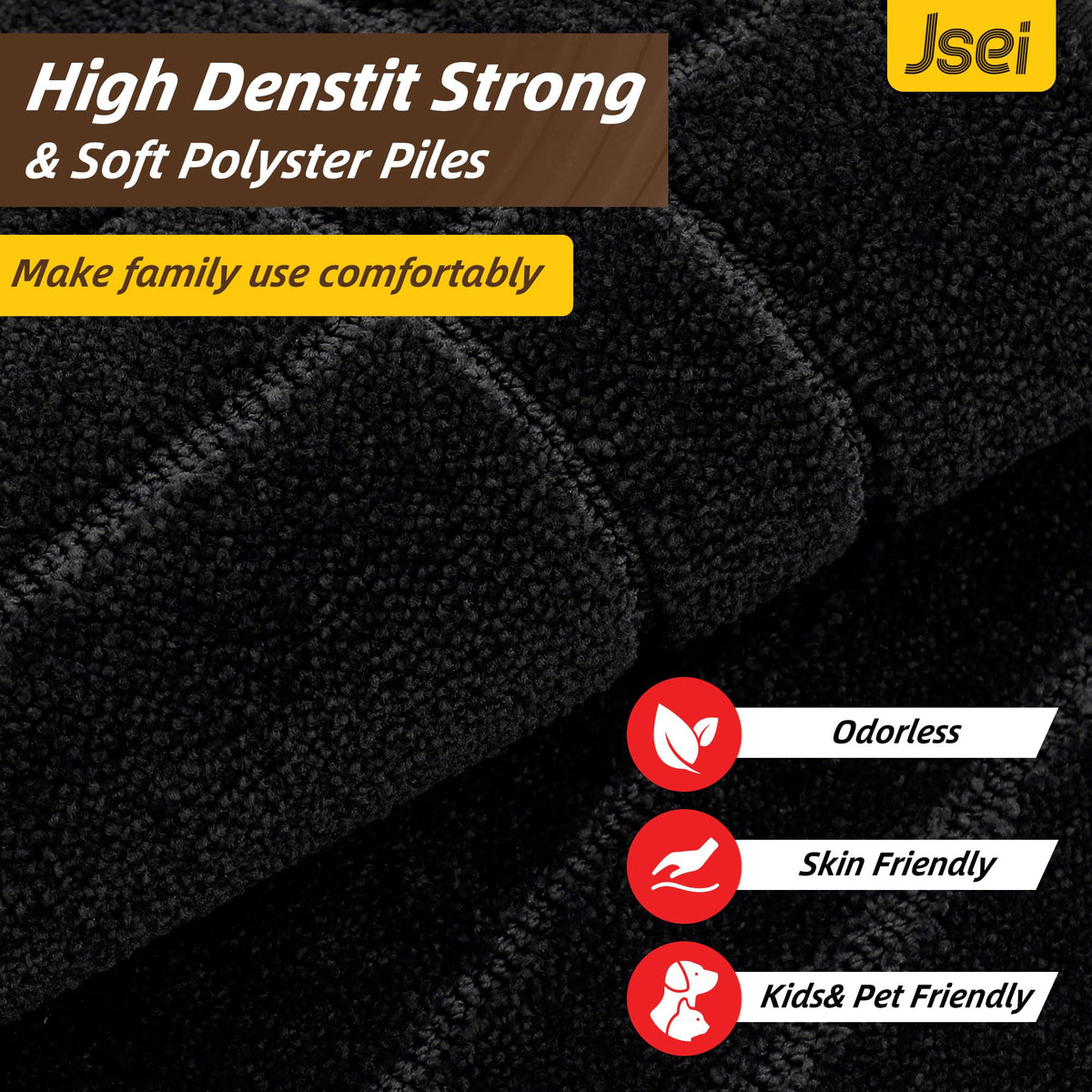 JSEI Entryway Rug low-profile design reduces door jams.