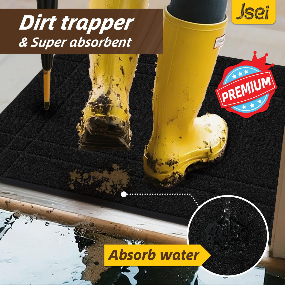 JSEI Entryway Rug with non-slip backing stays put on dry floors.