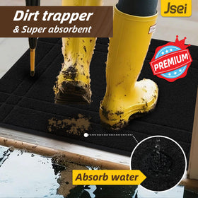 JSEI Entryway Rug with non-slip backing stays put on dry floors.