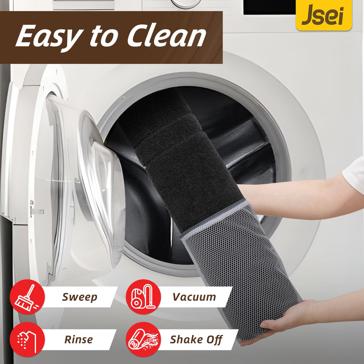 JSEI Entryway Rug is pet-friendly and durable for homes with pets.