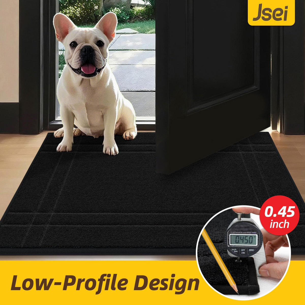 JSEI Entryway Rug stain-resistant polyester resists fading.