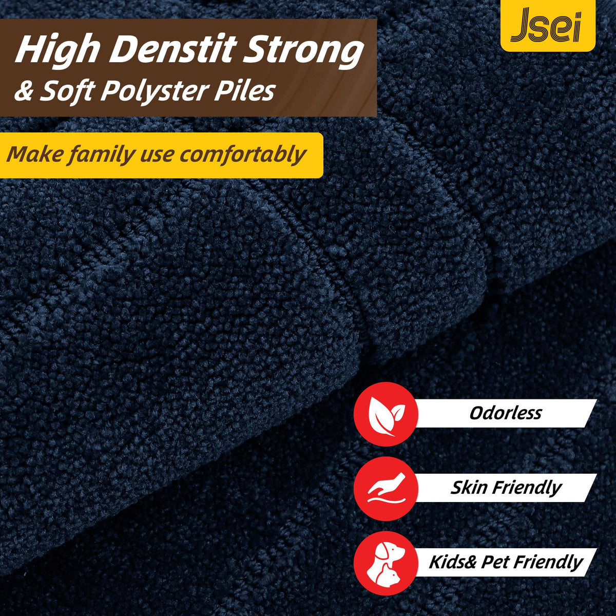 JSEI low-profile doormat with reinforced edges prevents curling and door jams