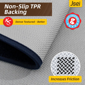 JSEI low-profile mat fits under doors without jamming.