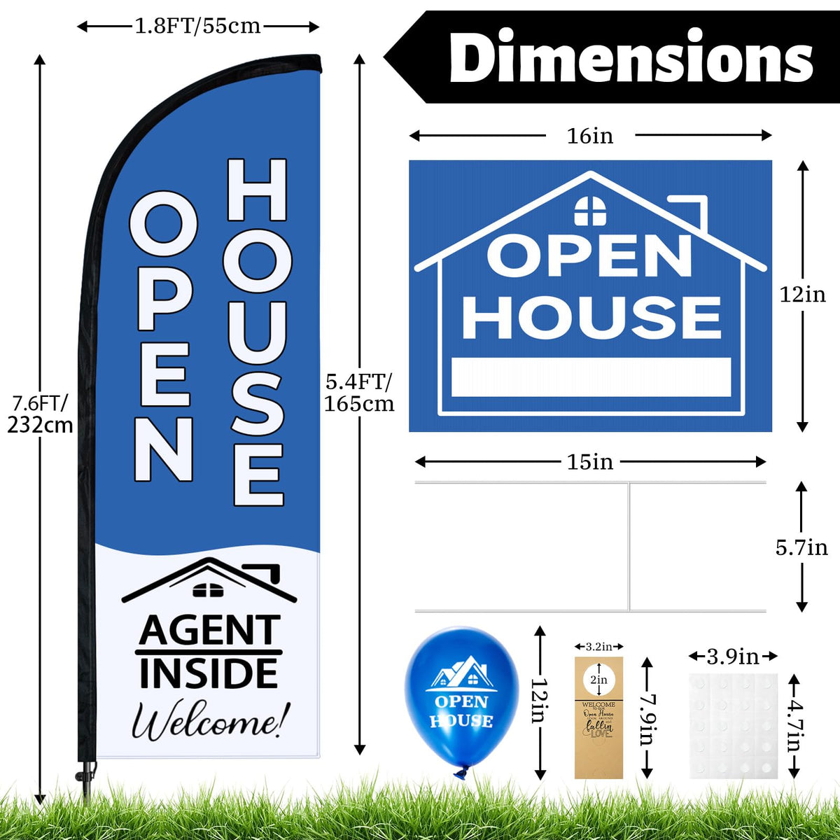 Jsngbse directional arrows guide visitors clearly to the open house.