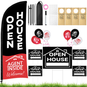 Jsngbse open house banner flag waving to attract curb appeal and attention